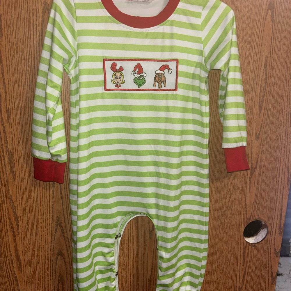 Striped Green and Red Kids One Piece